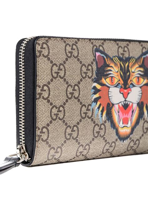 gucci zip around wallet tiger|Gucci tiger gg supreme wallet.